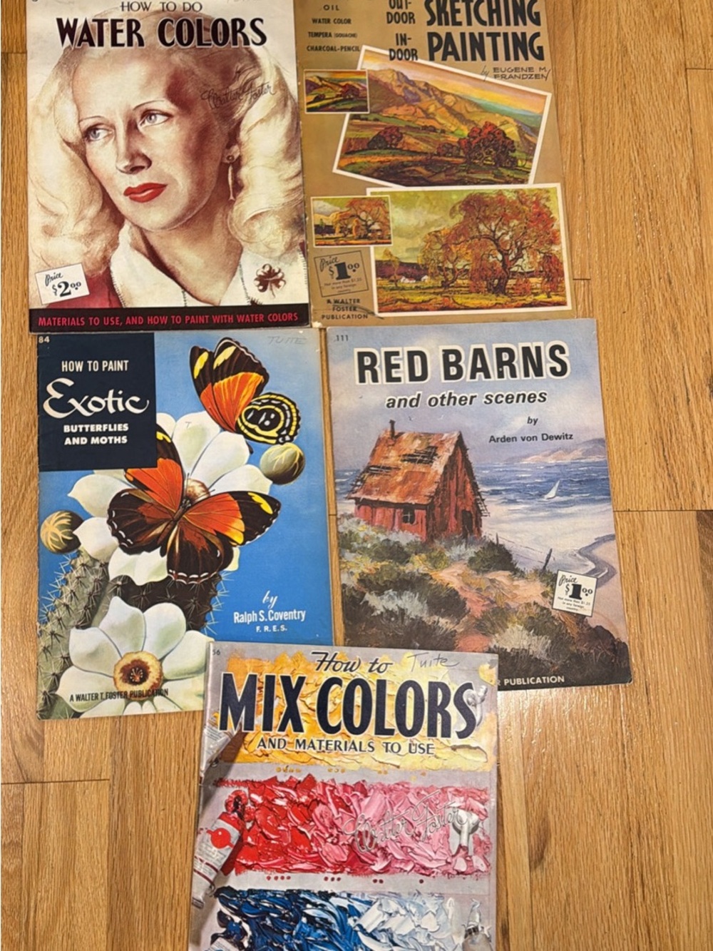 Vintage Art Instruction Book Lot - Watercolors, Sketching, Mix Colors